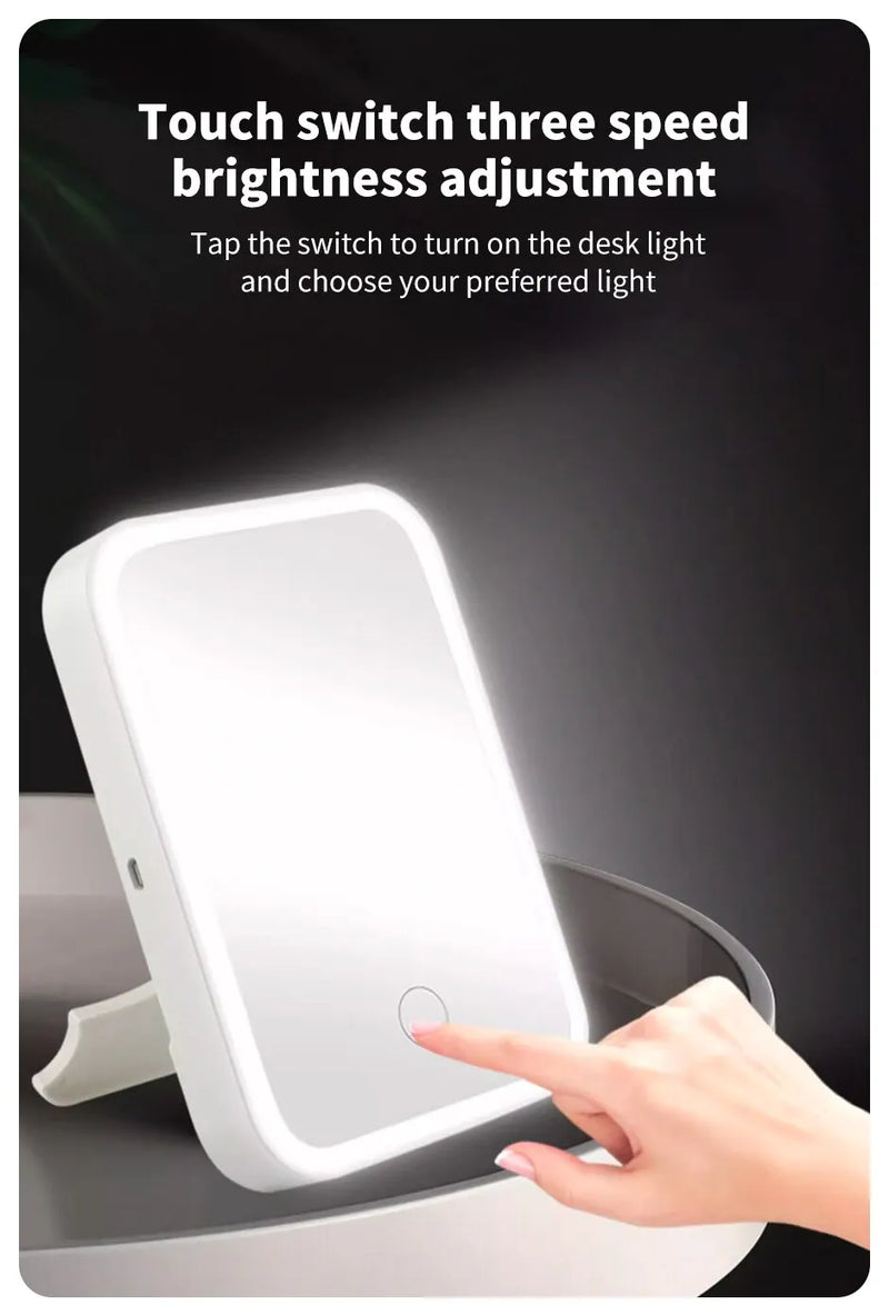 Espelho Compacto com luz de led recarregável USB Touch